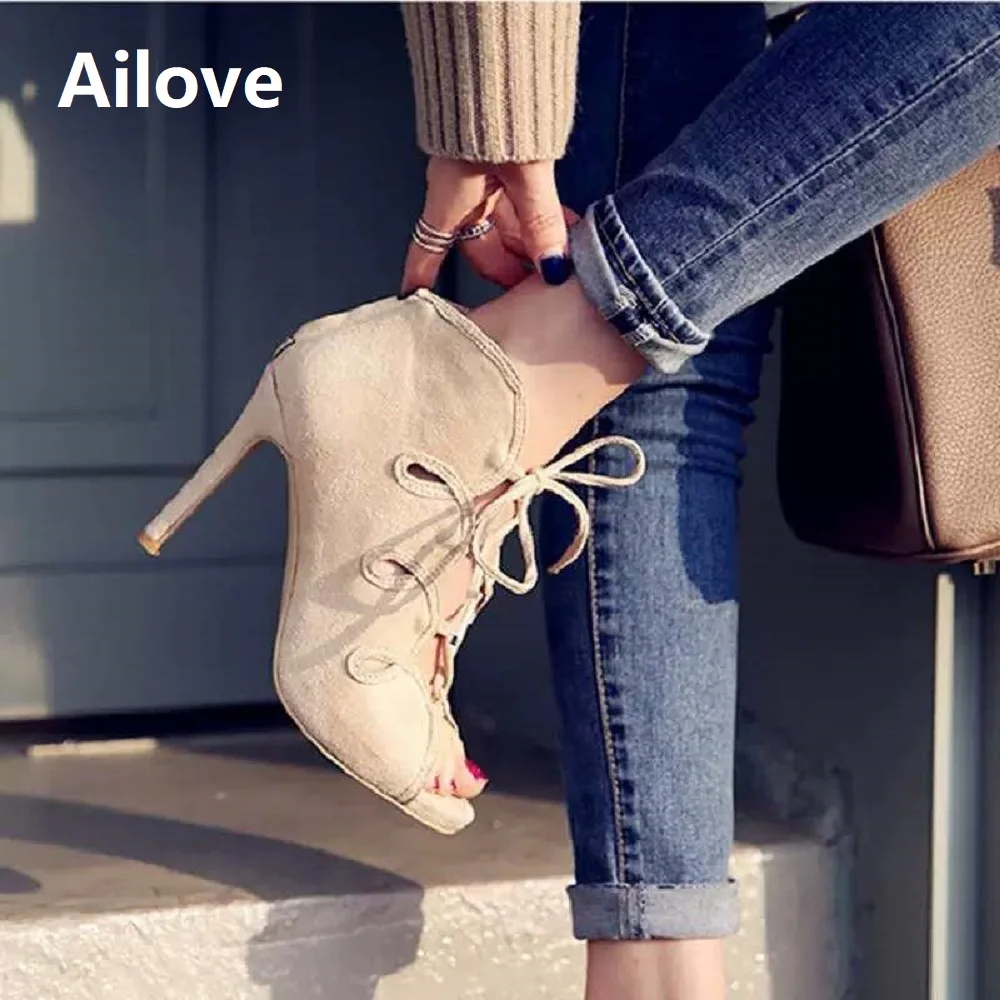 Ballroom Dance Boots Lady`s Latin Salsa Tango Professional Dancing Shoes Lace-up Sandals Custom Rubber Sole Accepted ALS033