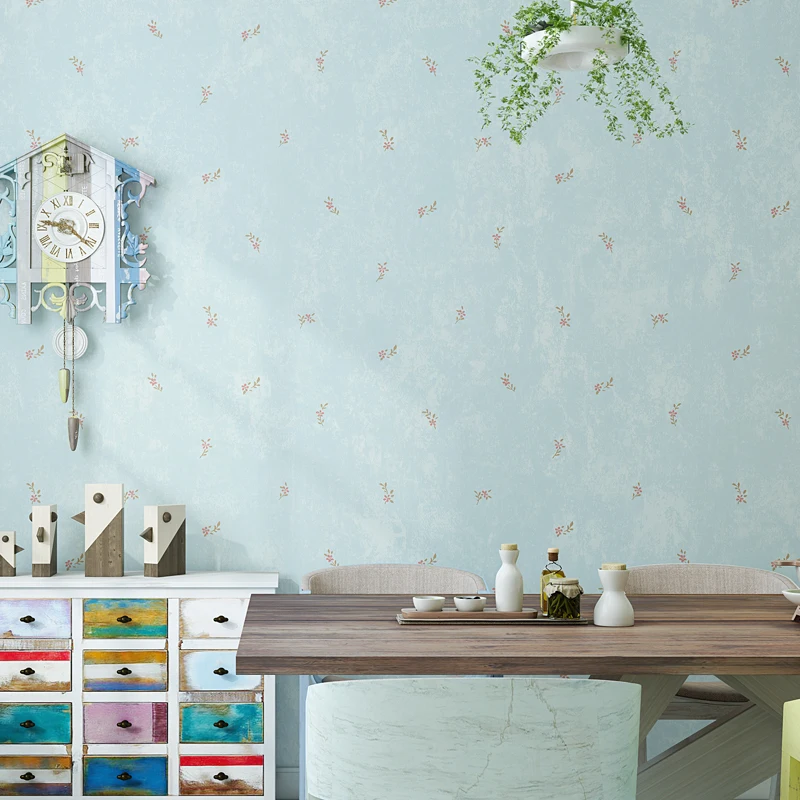 

Flower Small Rustic Wallpaper For Walls Beige Blue Green Non-woven Wall Paper Roll Living Room Bedroom Wallcovering Papier Peint