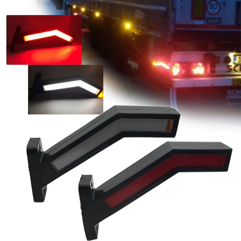 Nuevo 2 uds 12-24V camión luz LED de posición lateral contorno lámpara con tallo para camión remolque furgoneta camión lámpara lateral cintura lámpara Blanco/Rojo