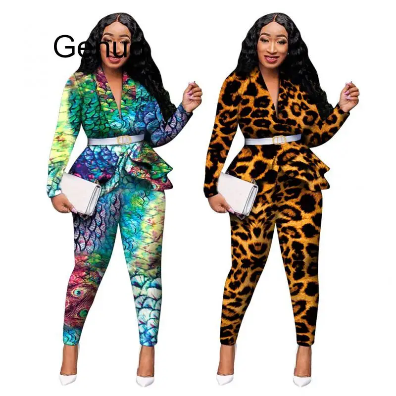 2 Piece Set African Clothes Print Dashiki New Dashiki Fashion Suit (Top And Pants) Super Elastic Party  Suits For Lady