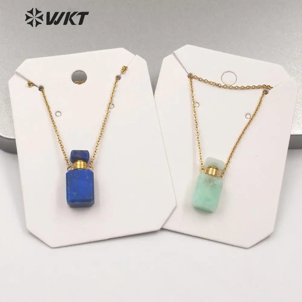 WT-N1239 Whosale small size perfume bottle necklace classic stone essential oil bottle chain 18 inch