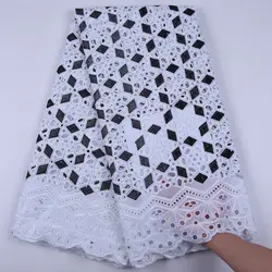 African Lace Fabric 2019 High Quality Lace Swiss Voile Lace In Switzerland Stoned Black White Cotton Lace Fabric For Dress S1710