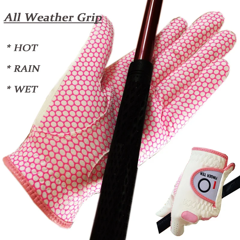 1 Pc Rain Grip Comfortable Women's Golf Gloves Ladies Left Right Hand Lh Rh All Weather Fit Size S M L XL