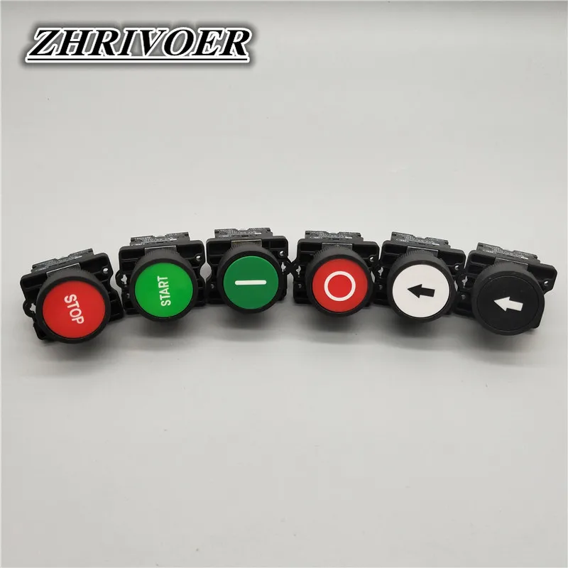 22mm XB2 interruttore a pulsante in plastica momentaneo/auto-reset con simbolo Stop Start arrow 10A/600V