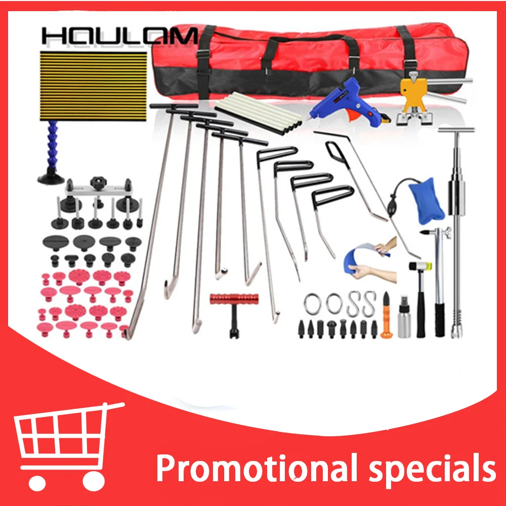 TOOLS PAINTLESS DENT REPAIR CAR HAIL PULLER LIFTER TOOLSKIT PUSH ROD HOOKS HAMMER TOOL KIT RUBBER HAMMER SLIDE WITH GLUE GUU