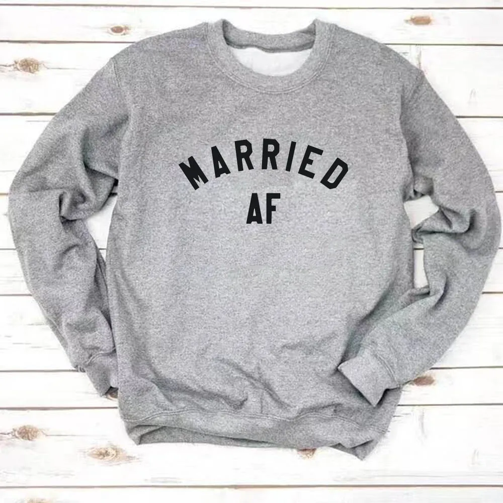 

Married AF print Plus velvet Sudaderas Mujer Harajuku Sweatshirt Women Hoodie Loose Hoodies Casual Tracksuit for Wifey Hubby