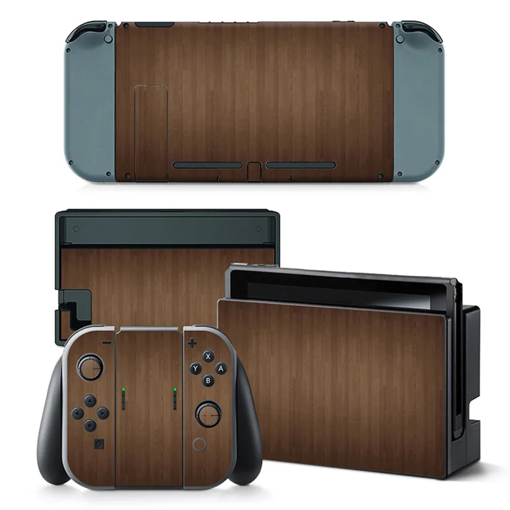 Vinyl Screen Skin Sticker wood designs Protector Stickers for  Switch NS Console + Controller + Stand Holder Skins