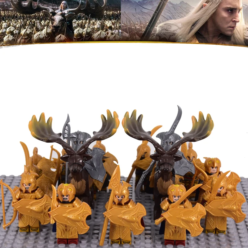 

MOC New Elf Knights Guard Soldier Archer Elves War Horse K Building Blocks Armor lotr Medieval Toys For Children Christmas Gift