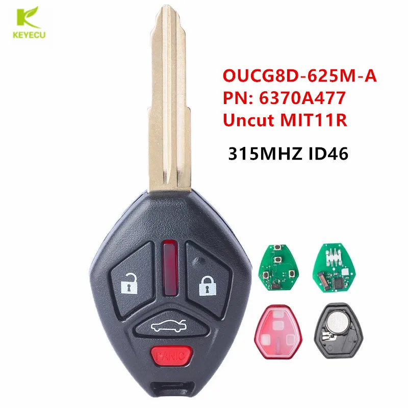 KEYECU Replacement Keyless Entry Remote Head key Fob 3/4 Button 315MHz ID46 for Mitsubishi Lancer Outlander i-MiEV OUCG8D-625M-A