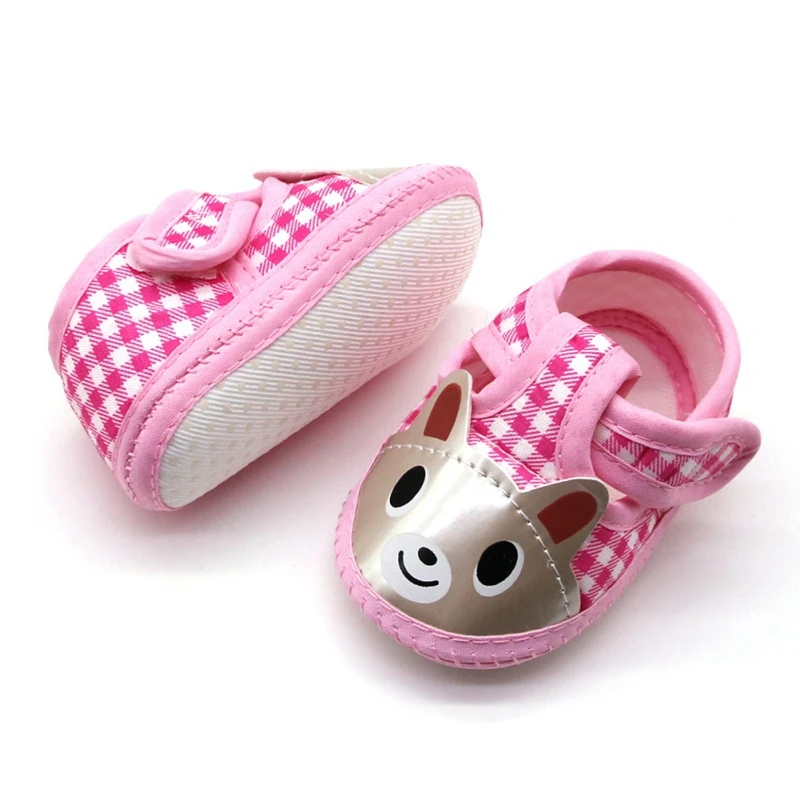 Baby Girl Boy Cartoon Bear Pattern Shoes Plaid  Casual Cotton Shoes Newborn Anti-Slip Toddler Shoes Hot Autumn Ins