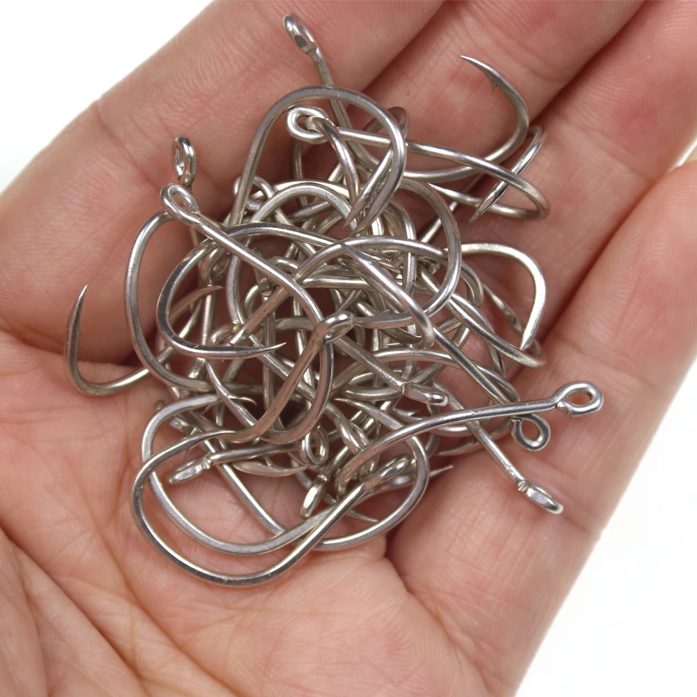 100pcs Anti-rust Matte Tin Thick Steel Wire Barbed Hook Strong Saltwater Assist Jigging Lure Hook 1# 1/0 2/0 3/0 4/0 5/0