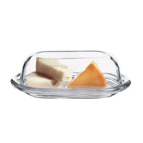 Pasabahce Butter-Cheese Container With Lid Glass Storage Container 4 Pcs Breakfast 220 cc Kitchen Dining Enclosure Box Glass Food