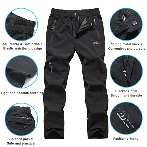 Imagen 2 del producto LNGXO-pantalones de senderismo para mujer, pantalón de secado rápido para exteriores, Camping, escalada, Trekking, impermeable, montaña, Ripstop, Verano