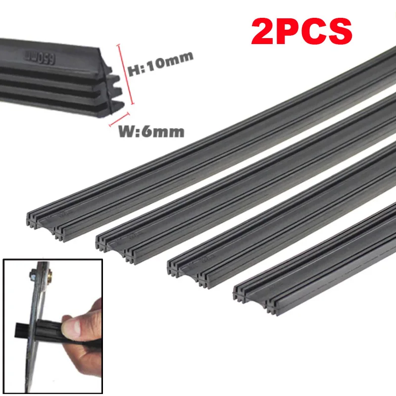 2Pcs Universal AAA Grade Auto Silicone Strip Refill For Replace Windshield Wiper Frameless Wiper Blades 6mm 24\