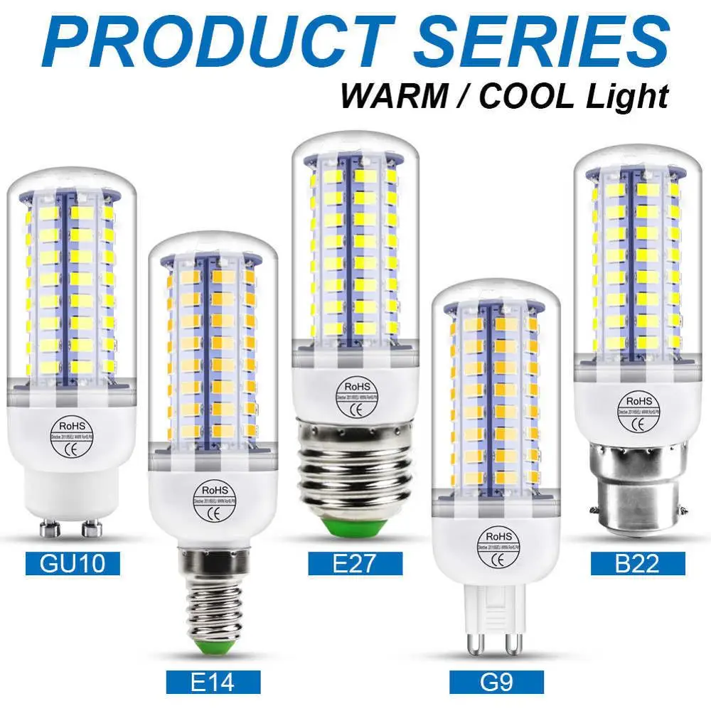 10 Uds E27 lámpara Led 220V E14 lámpara de maíz 3W 5W 7W 9W 12W 15W GU10 Lampada bombilla Led G9 lámpara Led luz B22 iluminación de araña 240V