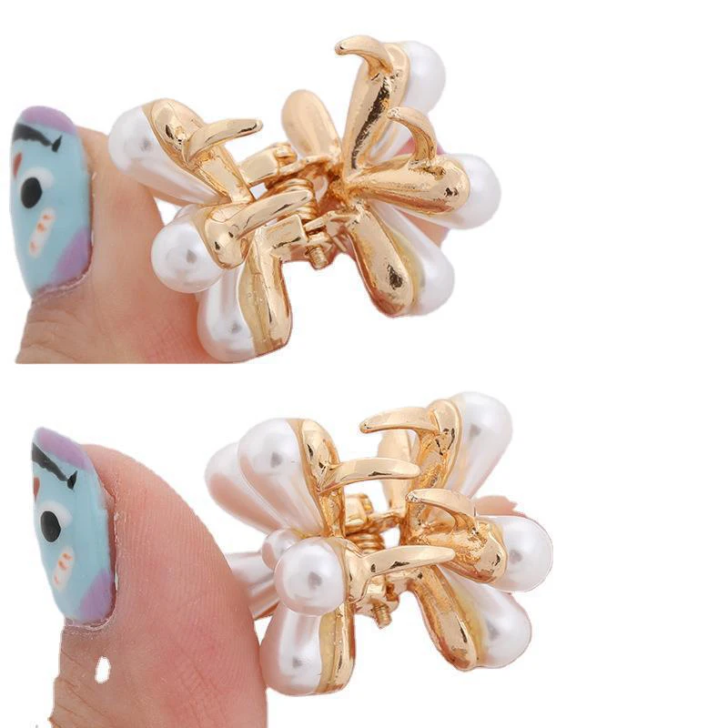Jepit Rambut Mini Bunga Kepiting Mutiara Kecil Dekorasi Jepit Rambut Jepitan Rambut Kepiting Mini untuk Anak Perempuan
