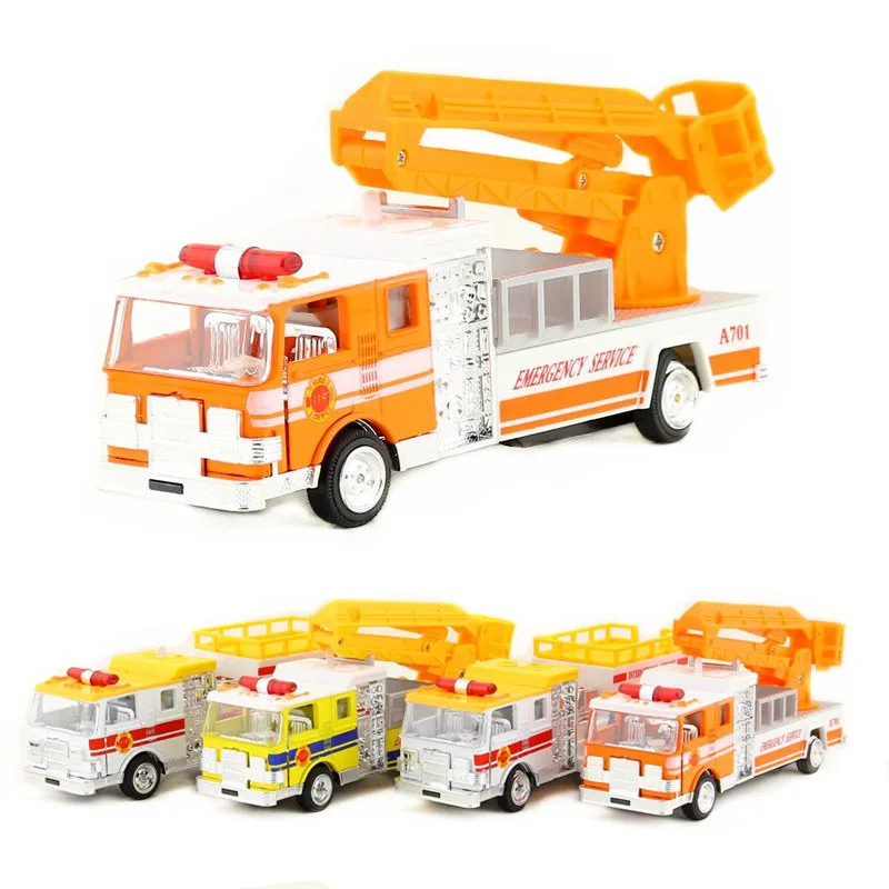 1:50 scale rescue fire truck toy,alloy Sound and light pull back lift rescue vehicle model,Ladder truck toys,free shipping