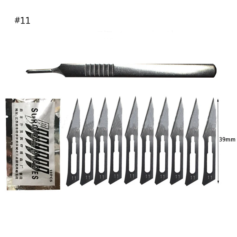 Imagem -05 - Aço Carbono Facas de Bisturi Cirúrgicas 11 23 Lâminas com Punho Bisturi Faça Você Mesmo Ferramenta de Corte Pcb Reparação de Madeira Animal Faca Cirúrgica