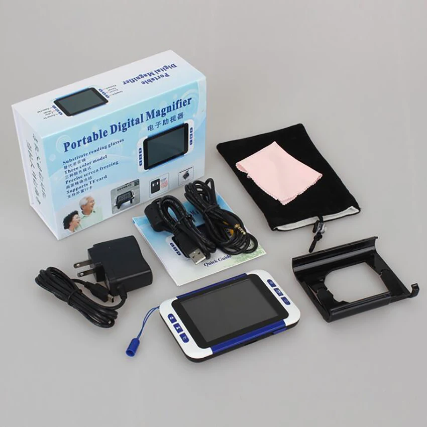 Lente d'ingrandimento Video digitale portatile da 3.5 pollici, 2X-32X, 3 modalità di colore, lente d'ingrandimento elettronica con luce, aiuto per la lettura a bassa visione