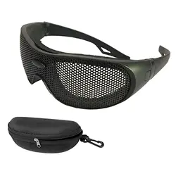 Safety Glasses Steel Mesh Anti Fog Protective Goggles Impact Resistant Matte Eyepieces with Box