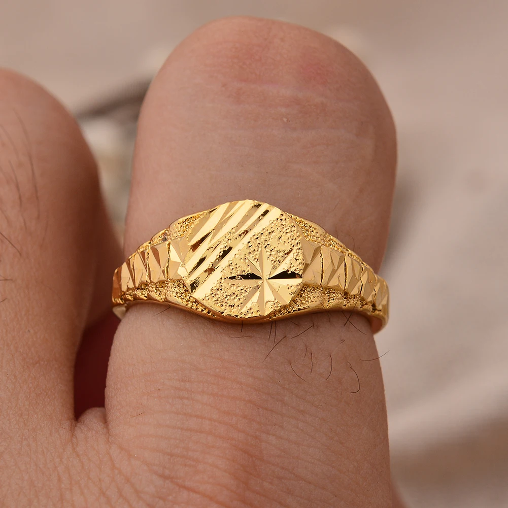 Dubai African Small  Gold Color Rings for Women Girls Arabian Middle East Jewellery Ring  Woman Mama Best Gifts