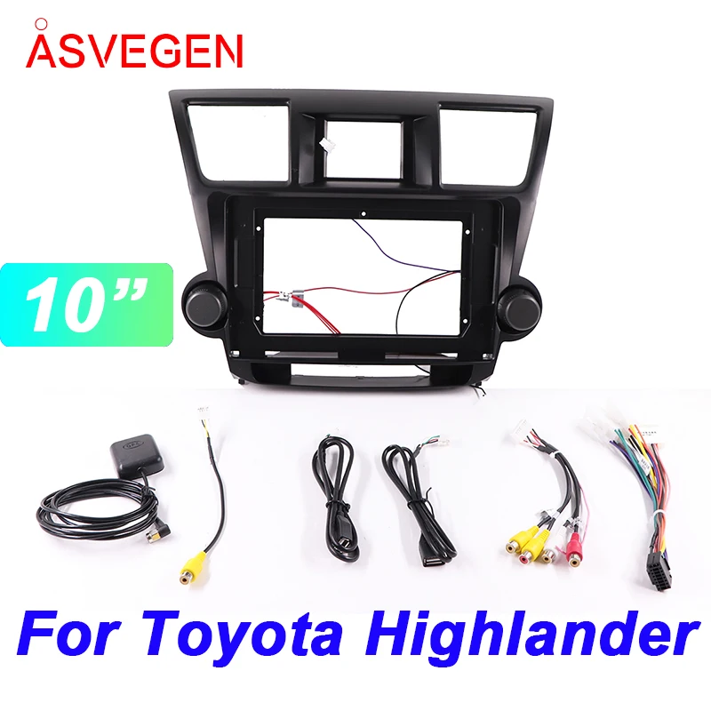 

10" Car Radio Fascia Frame For Toyota Highlander Car Dvd Frame Install Panel Dash Mount Installation Dashboard