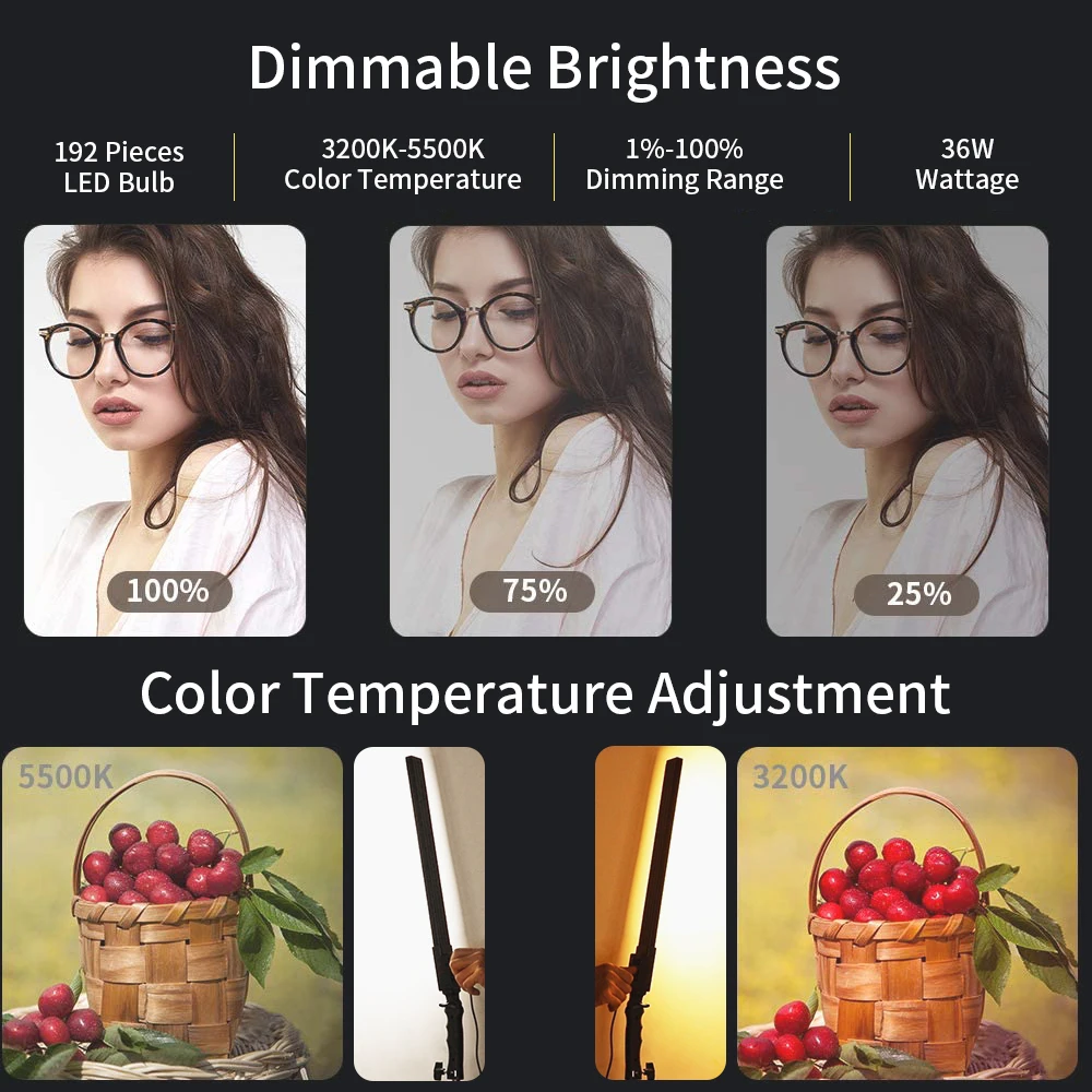 40cm Photograhy Studio Lighting Bi-Color 3200K-5500K LED Photo Camera LED Video Fill Light With Tripod For Youtube VK Live Video