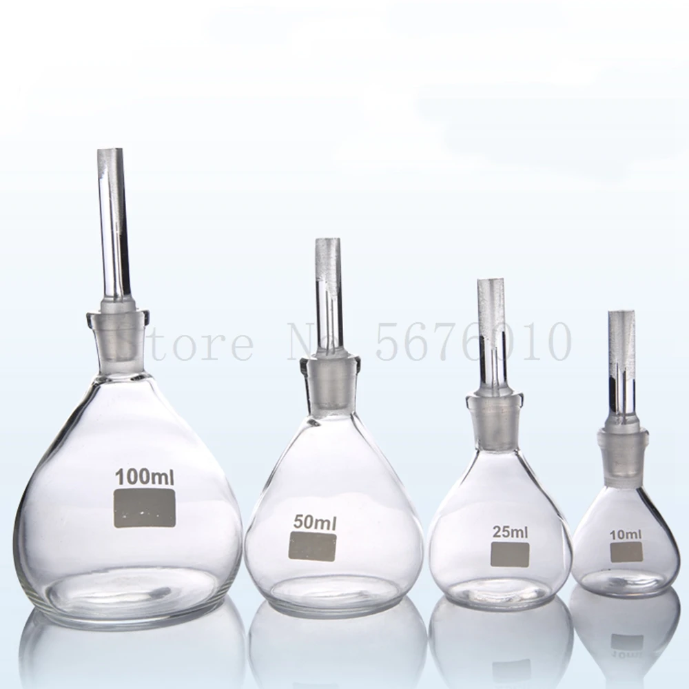 5pcs 10pcs Glass Spherical Density Bottle, Lee's Pycnometer Lab Volumetric Flasks 5ml 10ml 25ml 50ml 100ml