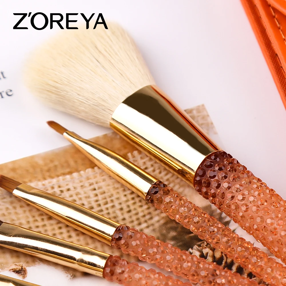 ZOREYA 5pcs Set di pennelli per trucco per capelli naturali per occhi speciali trucco cosmetico strumento di bellezza piega pennello Eyeliner sopracciglio Maquillage