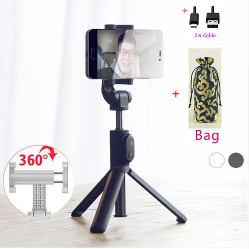 عصا سيلفي أصلية من شاومي مونوبود مي مزودة بجهاز تحكم عن بعد لاسلكي ، عصا سيلفي صغيرة قابلة للتمديد 4 في 1-حامل هاتف قابل للدوران 360 درجة