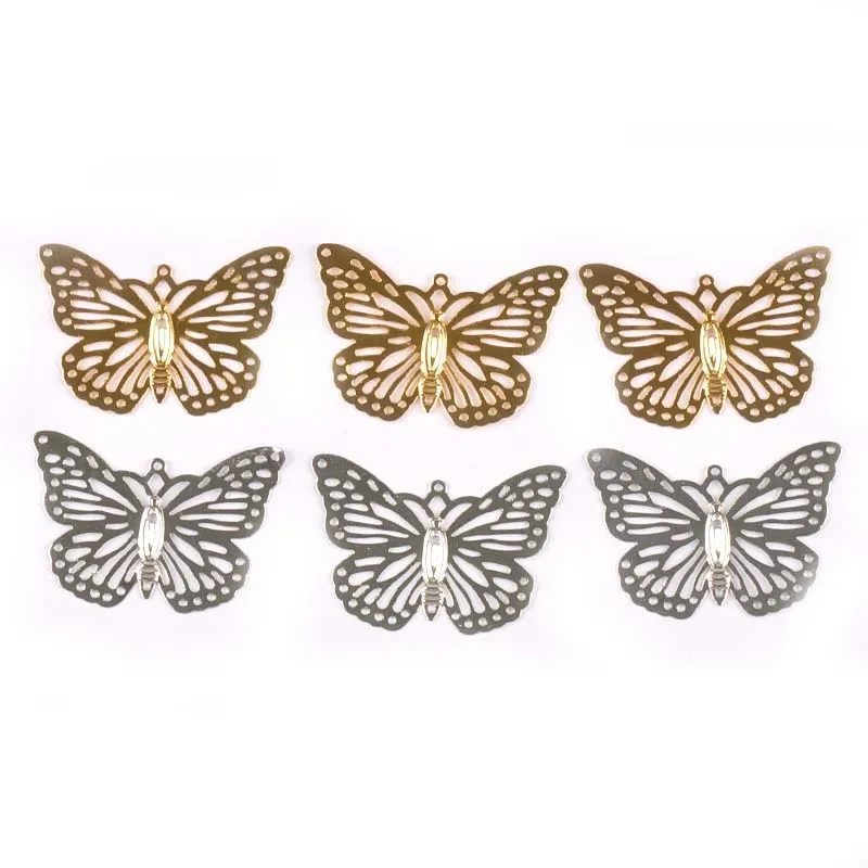 Gold Silver Flower Butterfly Connectors Filigree Wraps Metal Crafts  For DIY Scrapbook Accessories Embellishments 20Pcs yk0768