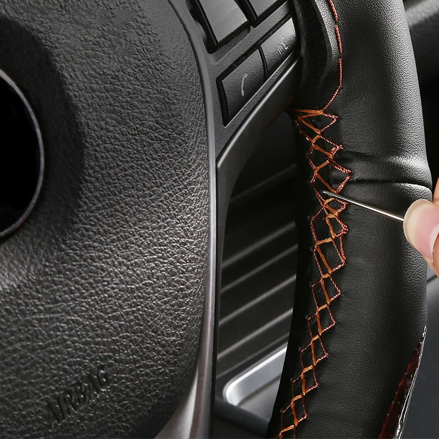 Wooden Pattern Car Steering Wheel Cover Universal Braiding Leather Covers for Automotive 38cm 15 Inch Steering Wheel