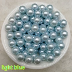 Hot 4 / 6 / 8 /10mm Light Blue No Hole Beads Acrylic Round Pearl Loose Beads For Jewelry Making DIY