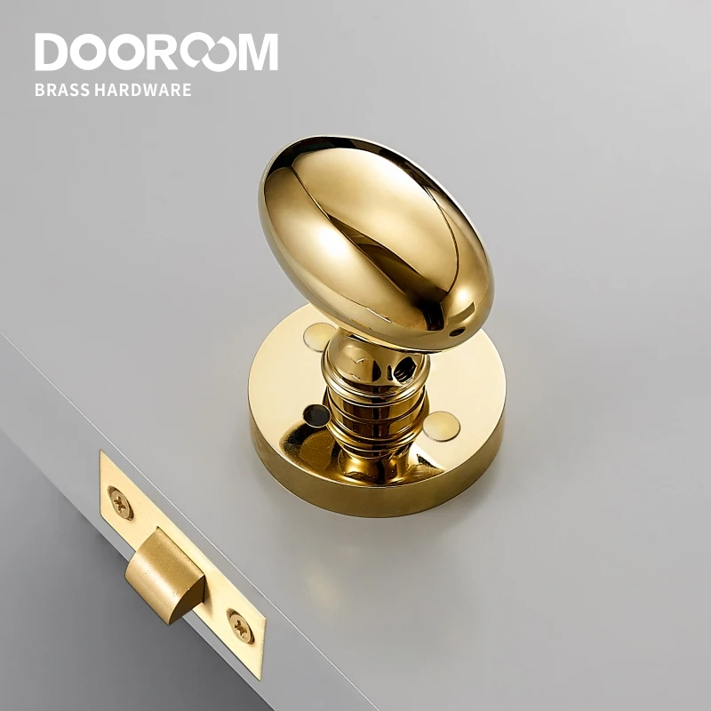 Dooroom Brass Door Lock Set Modern Shiny PVD Gold Interior Bedroom Bathroom Dummy Privacy Passage Hidden Door Lever Set