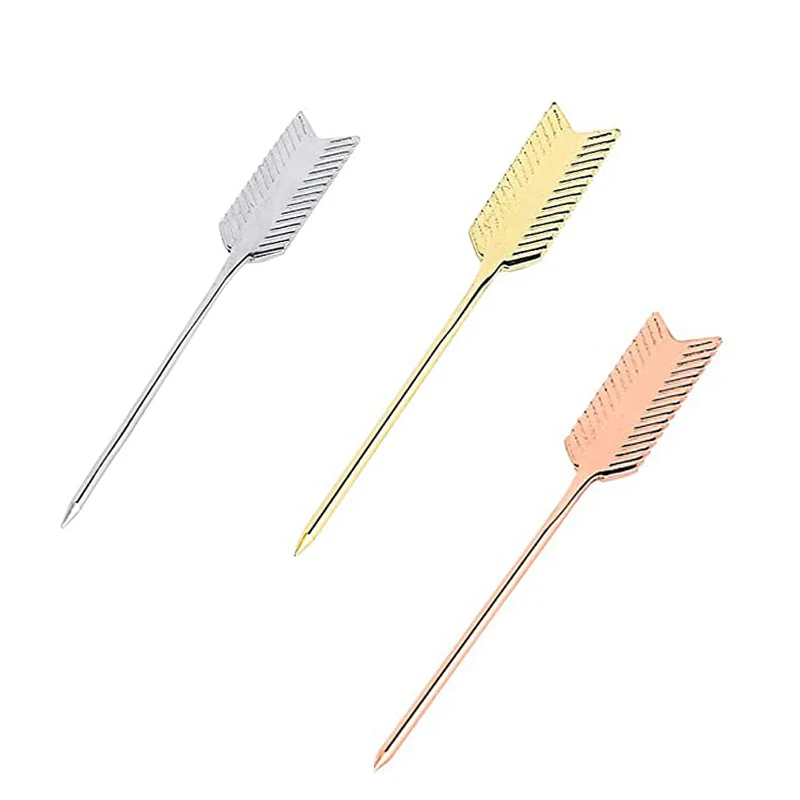 10 pcs Stainless Steel Arrow Cocktail Picks Reusable Drink Picks Martini Picks Toothpicks for Fruit,Cocktail,Party,Wedding