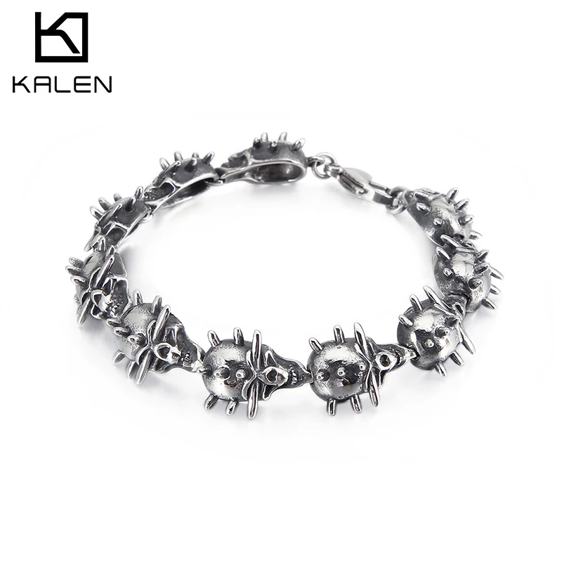 Kalen Stainless Steel Men's Star Bracelet Punk Style Gothic Barbed Bracelets Trendy Jewelry Accessories Gifts