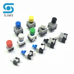 10PCS Tactile Push Button Switch Self Locking 5.8*5.8MM 7*7MM 8*8MM 8.5*8.5MM Reset Micro Switch + (10PCS A28 Tact Cap)