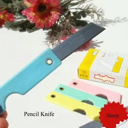 12Pcs/lots Portable Utility Knife Pencil Knives Stationery Office Supplies, Student Paper Cutter Cutting Paper Razor Blade Knife