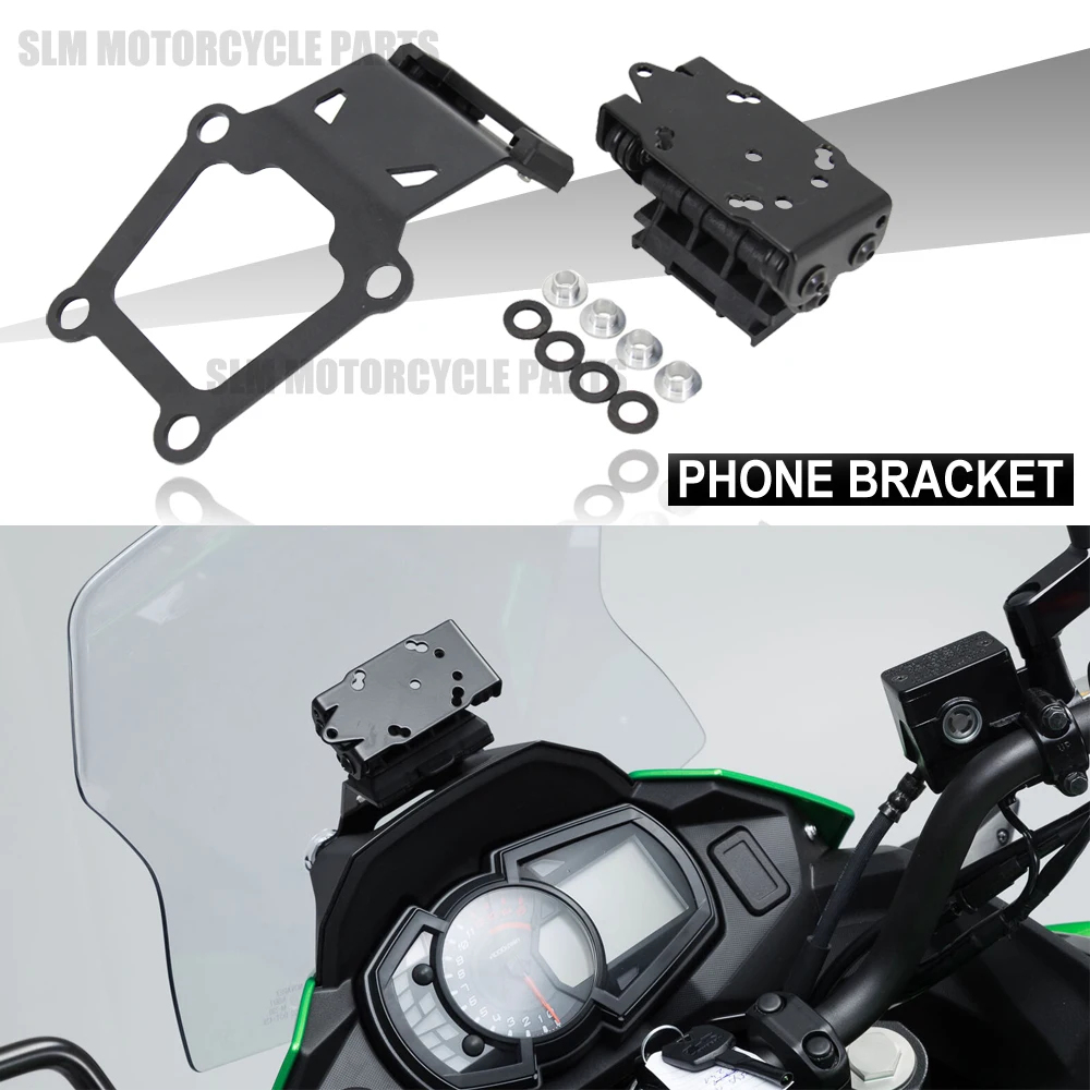 

Motorcycle Mobile Phone Holder For Kawasaki VERSYS X300 Versys X-300 Rechargeable GPS Navigator Mounting Aluminum Plastic Black