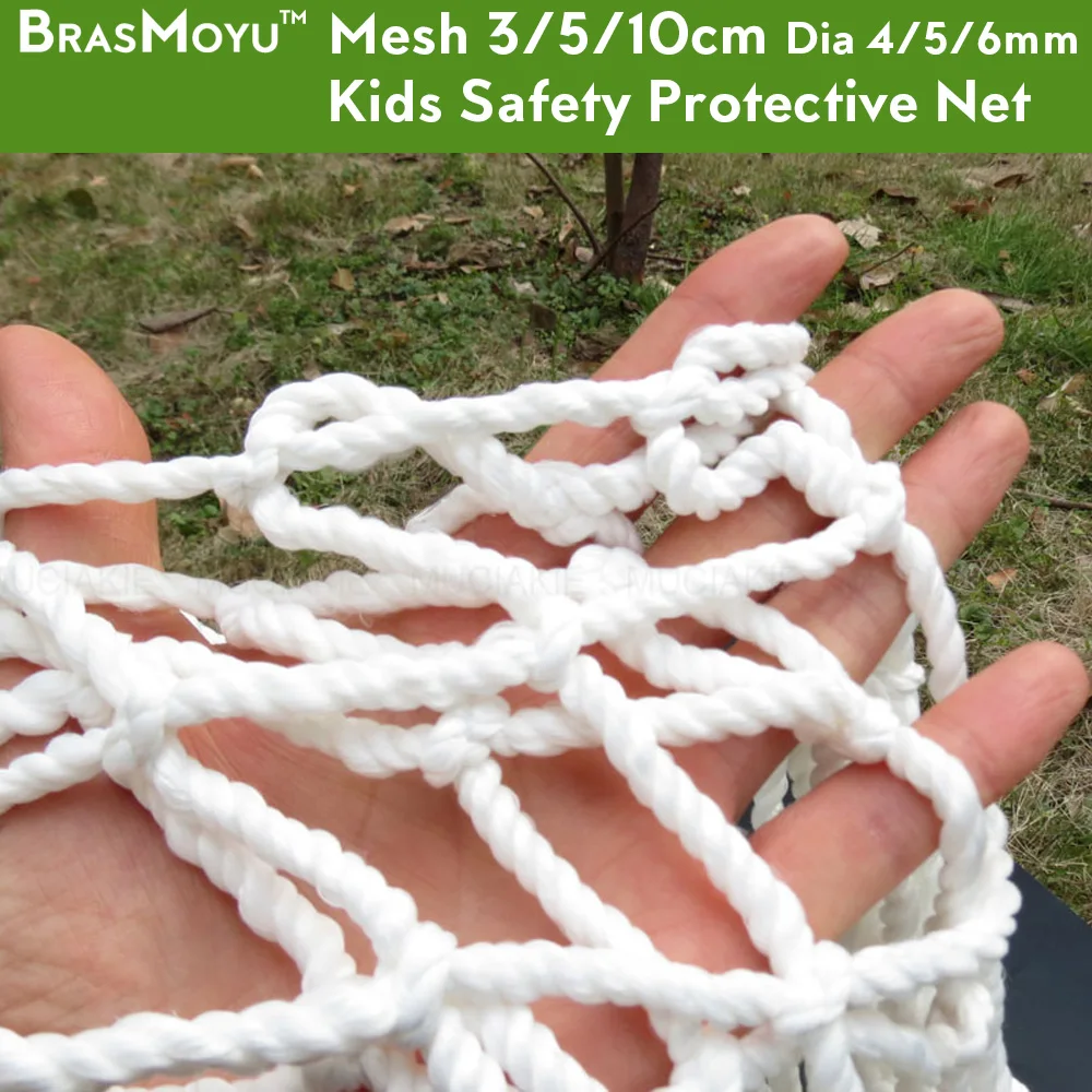 BRASMOYU Dia 4/5/6MM Mesh 3/5/10CM Kids Outdoor Climbing Net Plant Fence Rope Netting White Cargo Mesh Garden Protective Nets