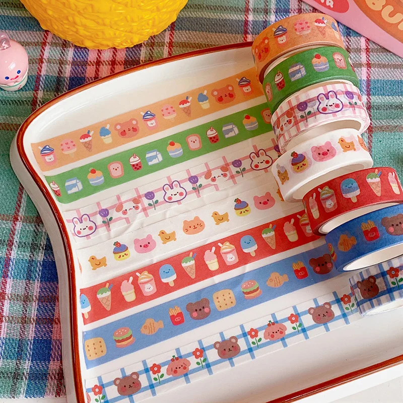 Kawaii Cartoon Bear Rabbit Washi Tape Paper Masking Tape Ins Scrapbooking DIY Diary Stationary School Supplies