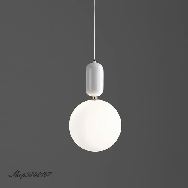 Imagem -04 - Nordic Designer Pendant Lights Bola de Vidro Leitoso Lâmpada Suspensa para Sala de Estar Sala de Jantar Suspensão Criativa Hanglamp