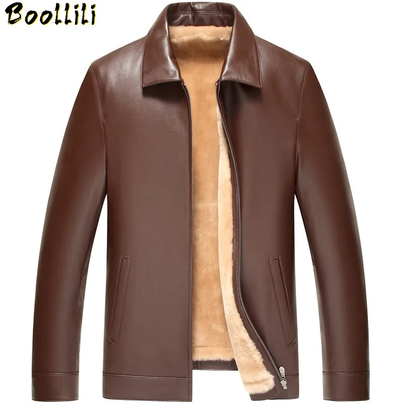 

Genuine Boollili Mens Sheepskin Leather Jacket Winter Jacket Men Natural Wool Fur Coats Real Mink Fur Collar Jackets