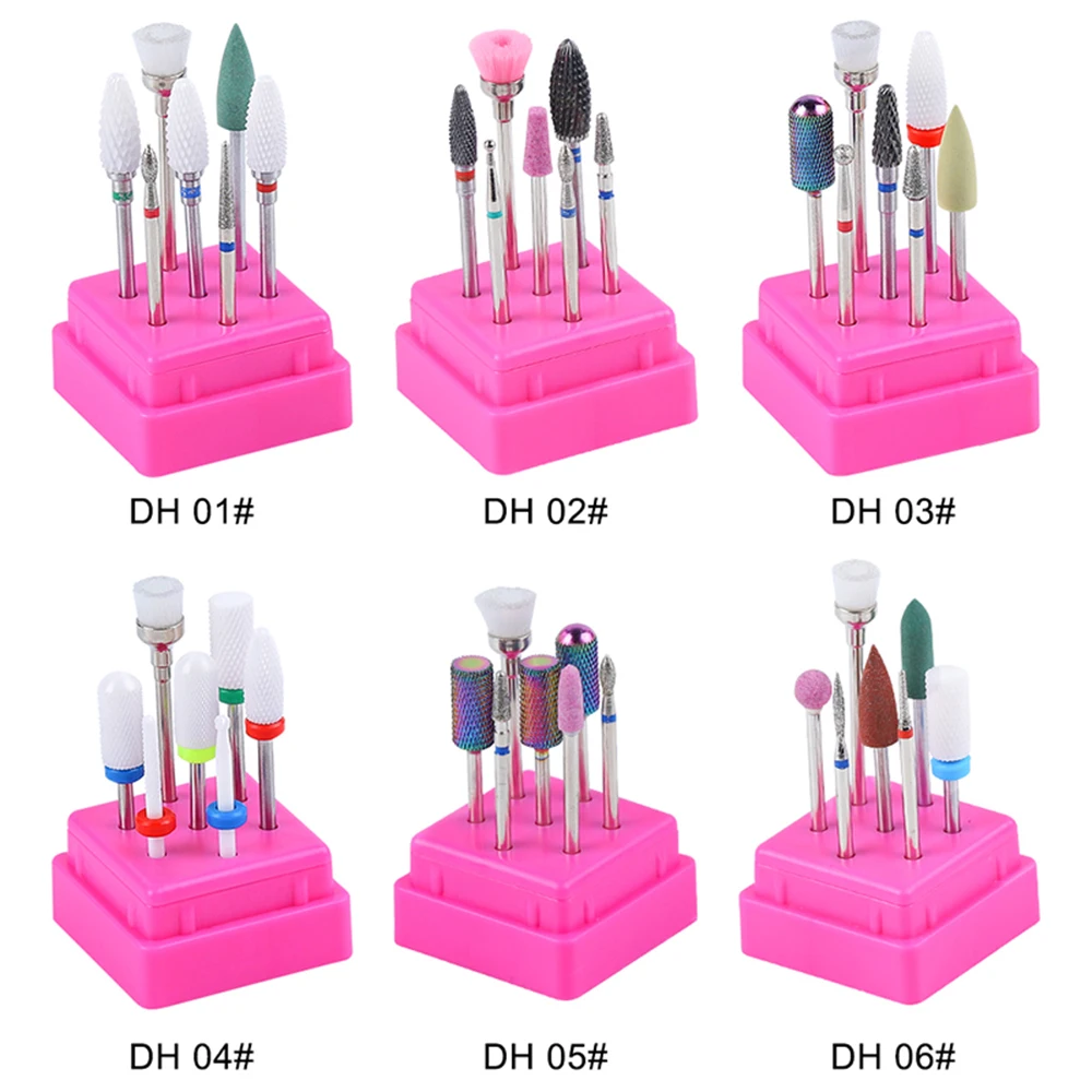 7pcs / set Nail Drill Bits Ceramic Milling Cutter Diamond Manicure Cutters Tungsten Carbide nail cutters Nail Art Equipment