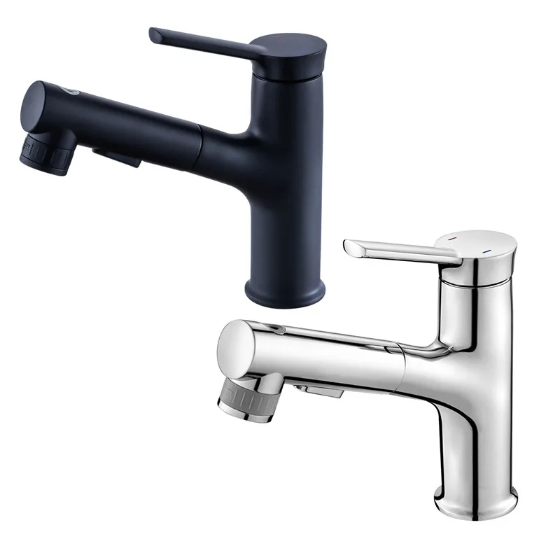 

Copper Basin Pull Faucet Household Wash Basin Hot and Cold Retractable Pull Can Wash Paint Faucet