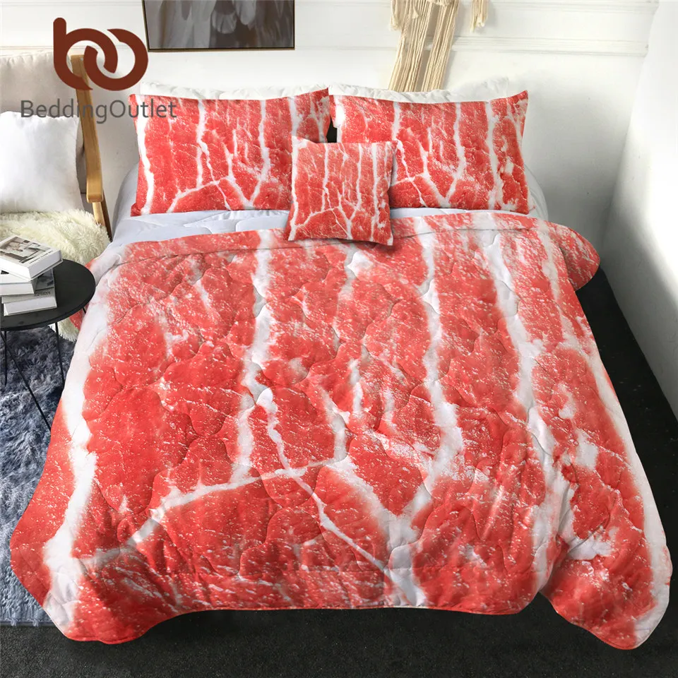 

BeddingOutlet Beaf Quilt Fresh Meat Summer Blanket Delicious Food Bedding Realistic Air-conditioning Comforter Red Home Decor