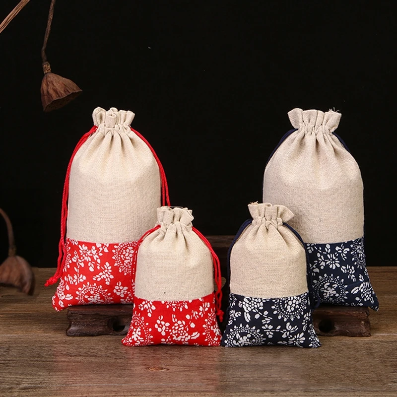 حار 5 قطعة/الوحدة أكياس قطنية جميلة 9.5X14 سنتيمتر/13X21 سنتيمتر زهرة تصميم مجوهرات تهمة عرض التعبئة الرباط هدية الحقائب أكياس صغيرة #2