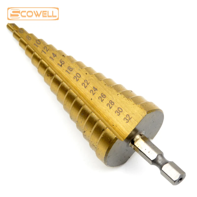 30% OFF HSS Straight Groove 4/8/14 Step Drill Bit Set Titanium Coated Wood Metal Hole Cutter Core Drill Bit Set