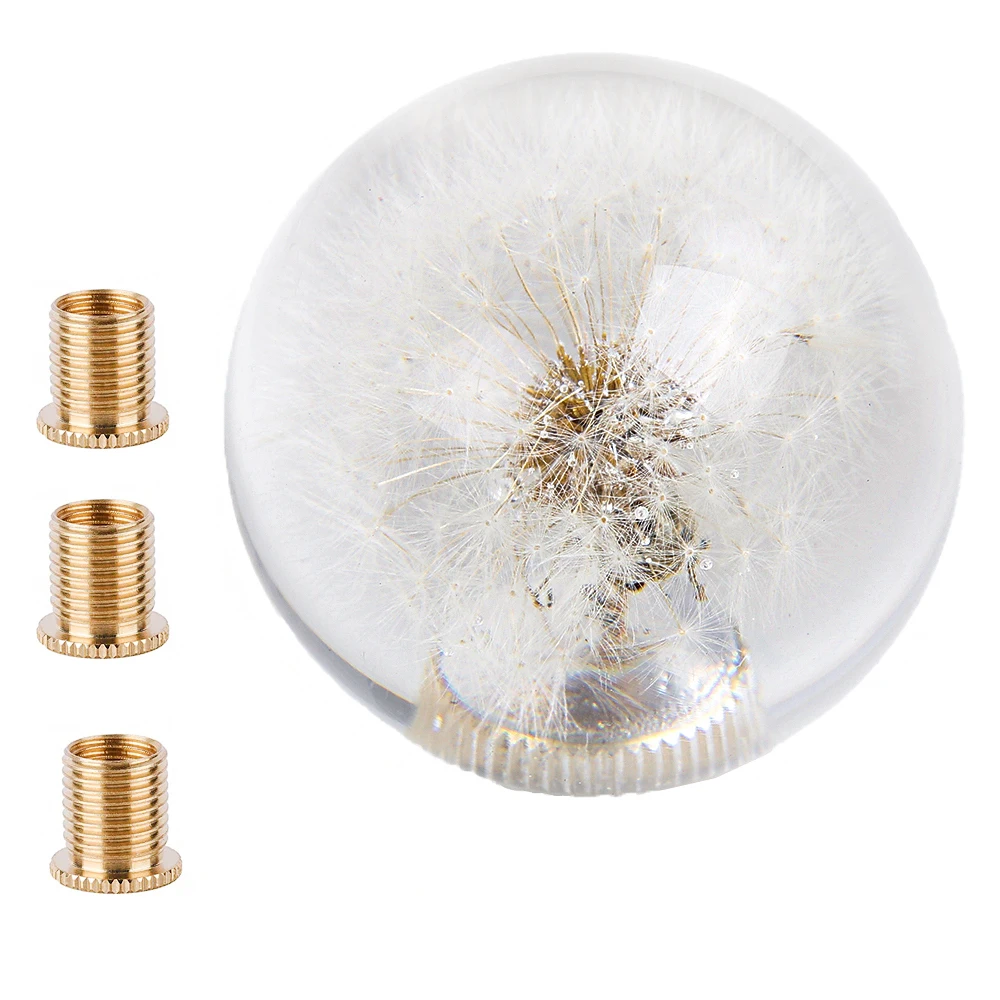 New Racing GM Gear Shift Knob Crystal Acrylic Ball And Dandelion Flower Fit For Manual Automatic Vehicle Shifter With Adapter