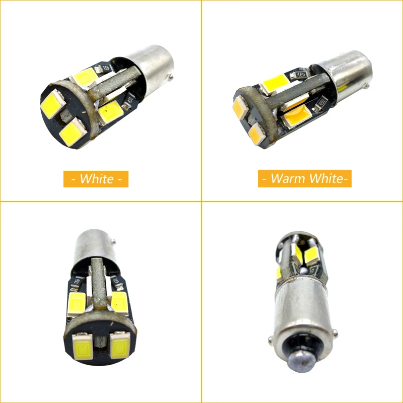 CANBUS LED 5630 8 LED 사이드 웨지 라이트, 내부 신호 램프, 따뜻한 흰색, BA9S BAX9S BAY9S H21W T4W H6W W5W, 12V, 1x